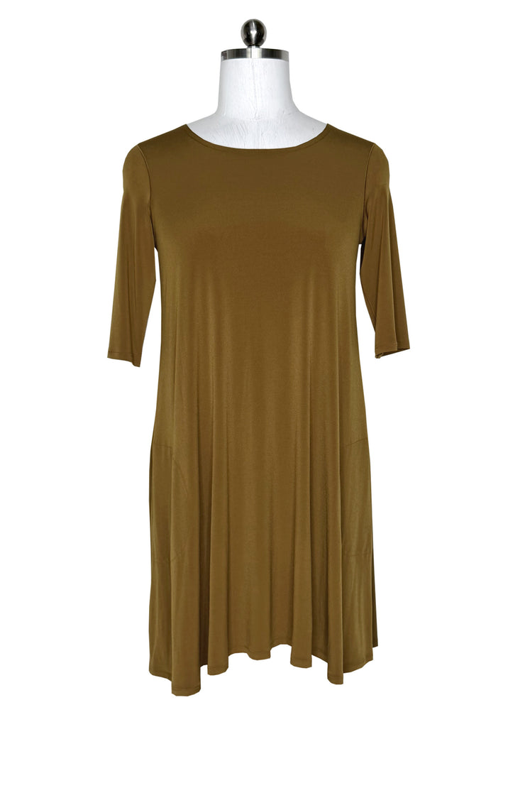3/4 sleeve single layer side pocket dress