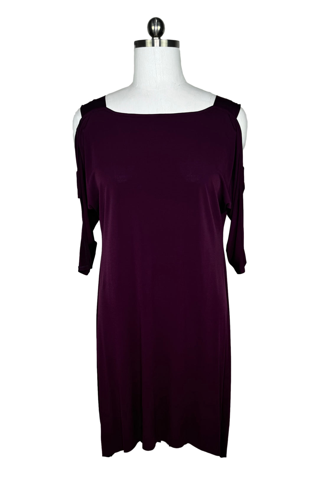 High low banded 3/4 sleeve dress