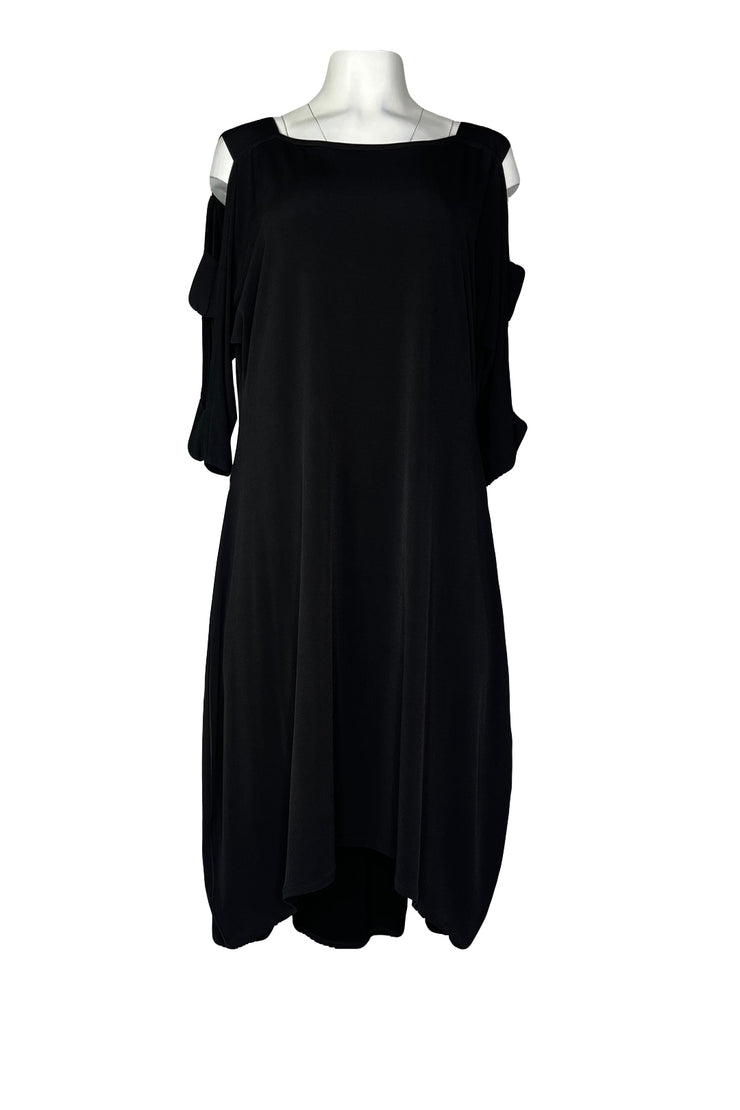 Banded open sleeve loose calf length single layered dress