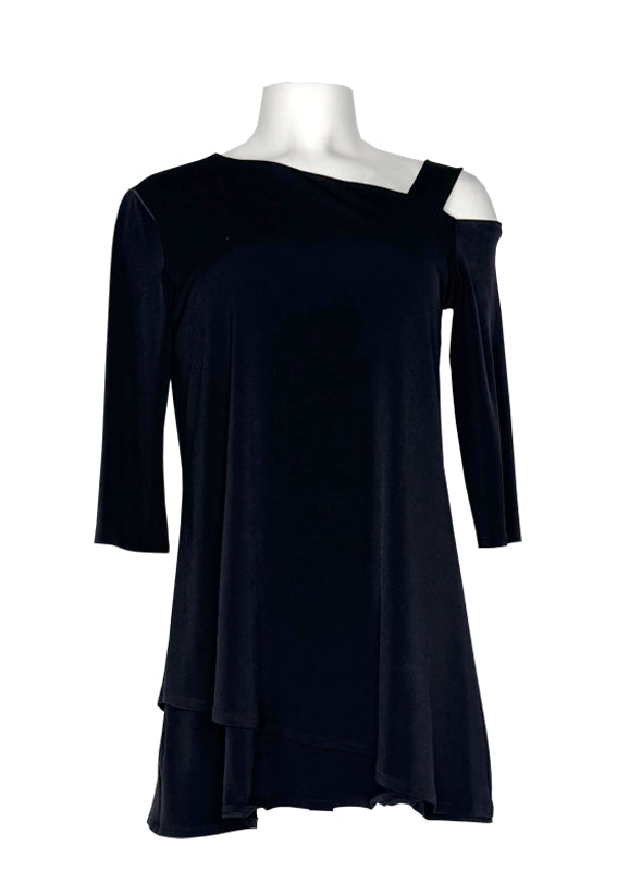 One shoulder double layer flare tunic