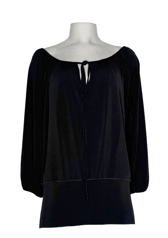 off shoulder gathered neck single layer tunic