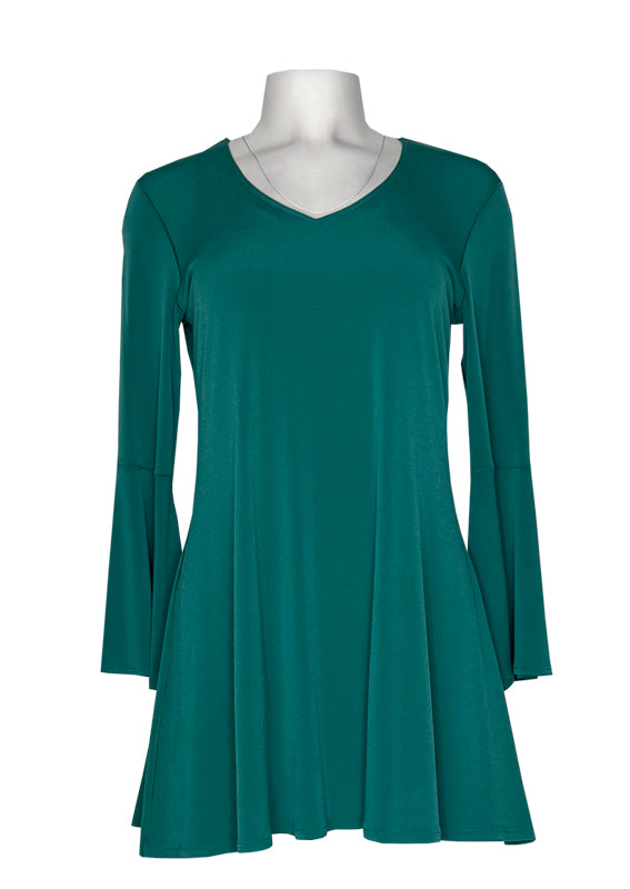 V neck flare single layer tunic