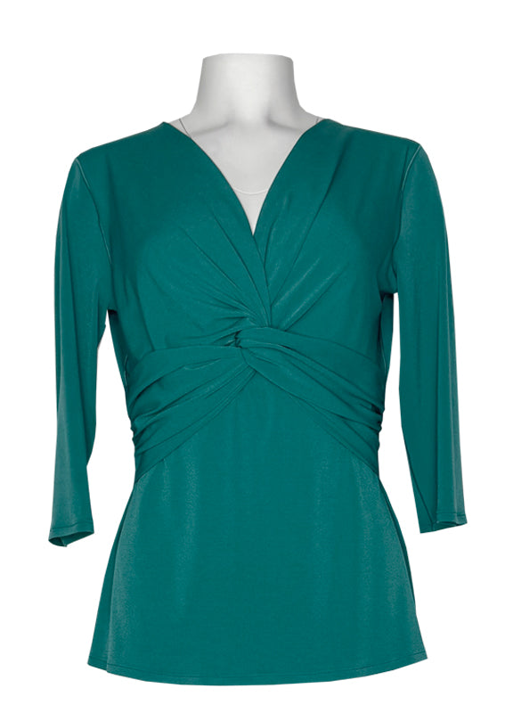 3/4 sleeve twist v neck top