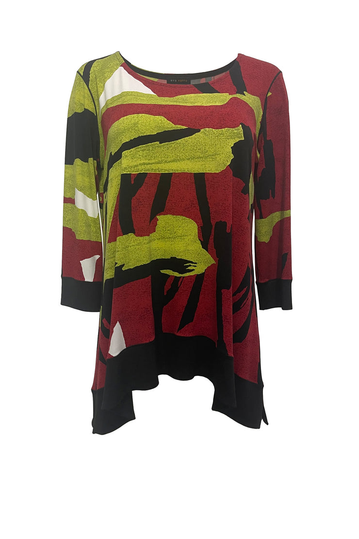 BOAT NECK 3/4 SLEEVE FLAIR SINGLE LAYERED TUNIC