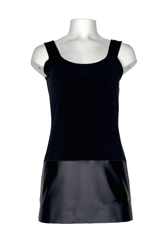 Tank top with leatherette detail