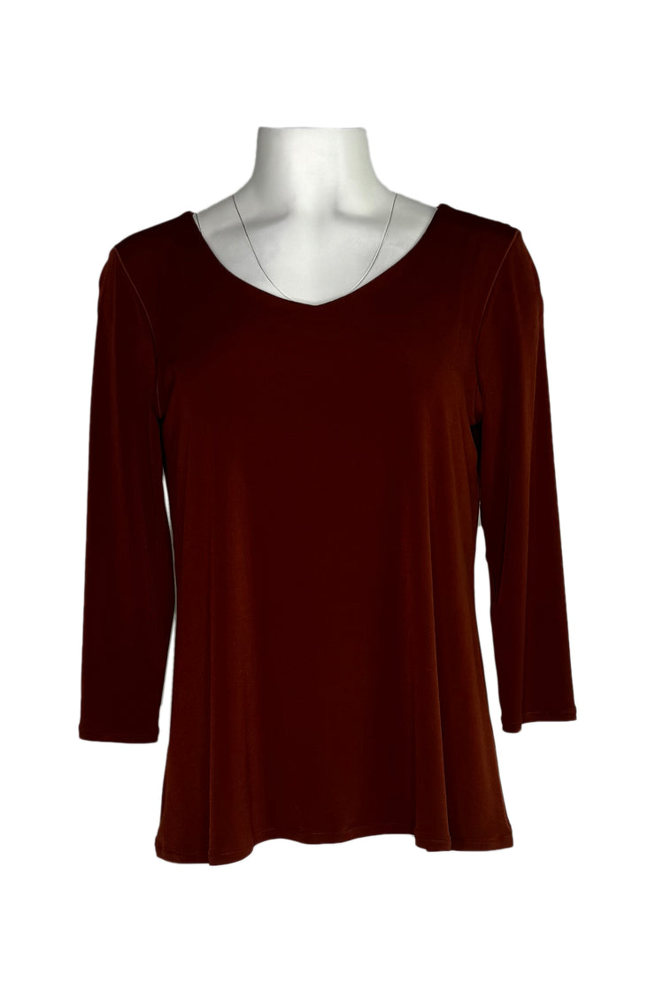 Scoop neck 3/4 sleeve lined top