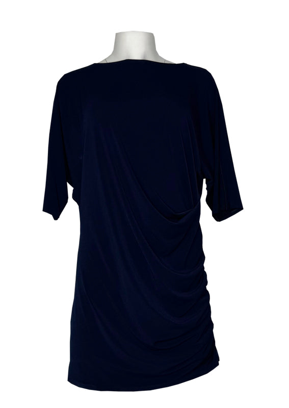 Dolman sleeve gathered side single layer tunic