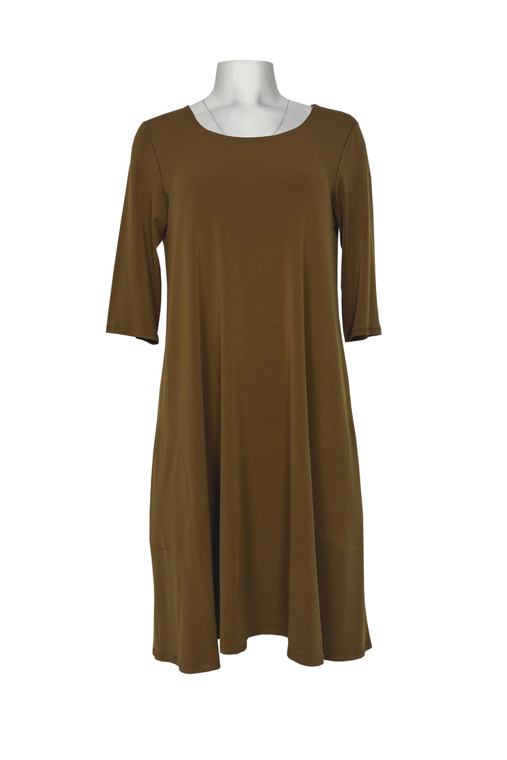 3/4 slv side pocket single layer A line dress