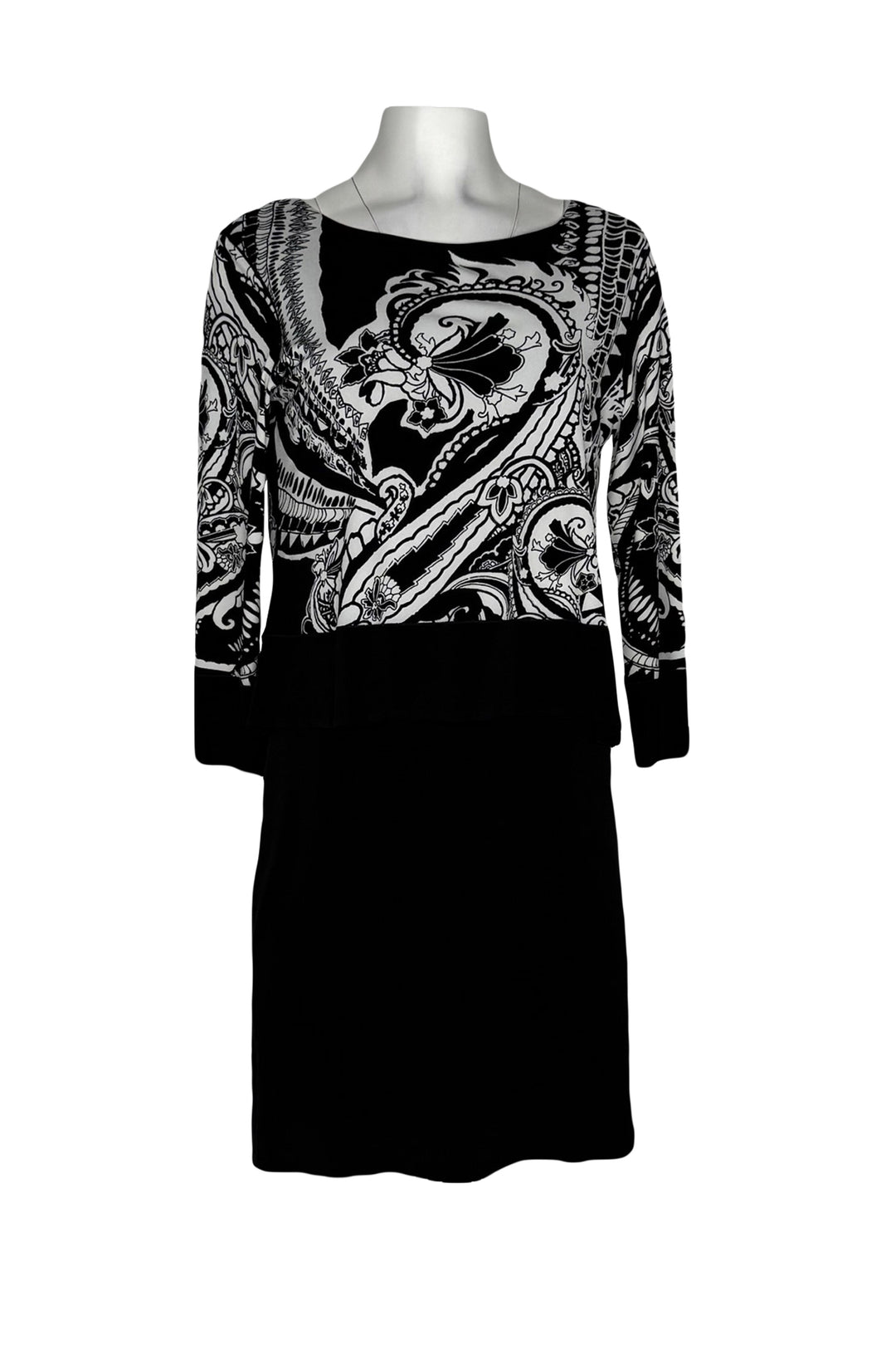 3/4 SLV Layered Banded Tunic Dress