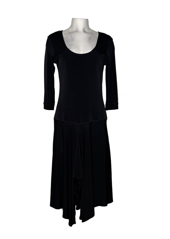 3/4 sleeve scoop neck single layer dress
