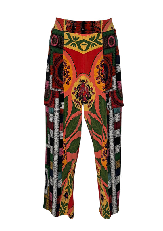 Elastic waistband side pockets crop pants