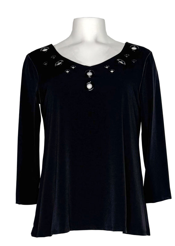A line V neck top with grommets