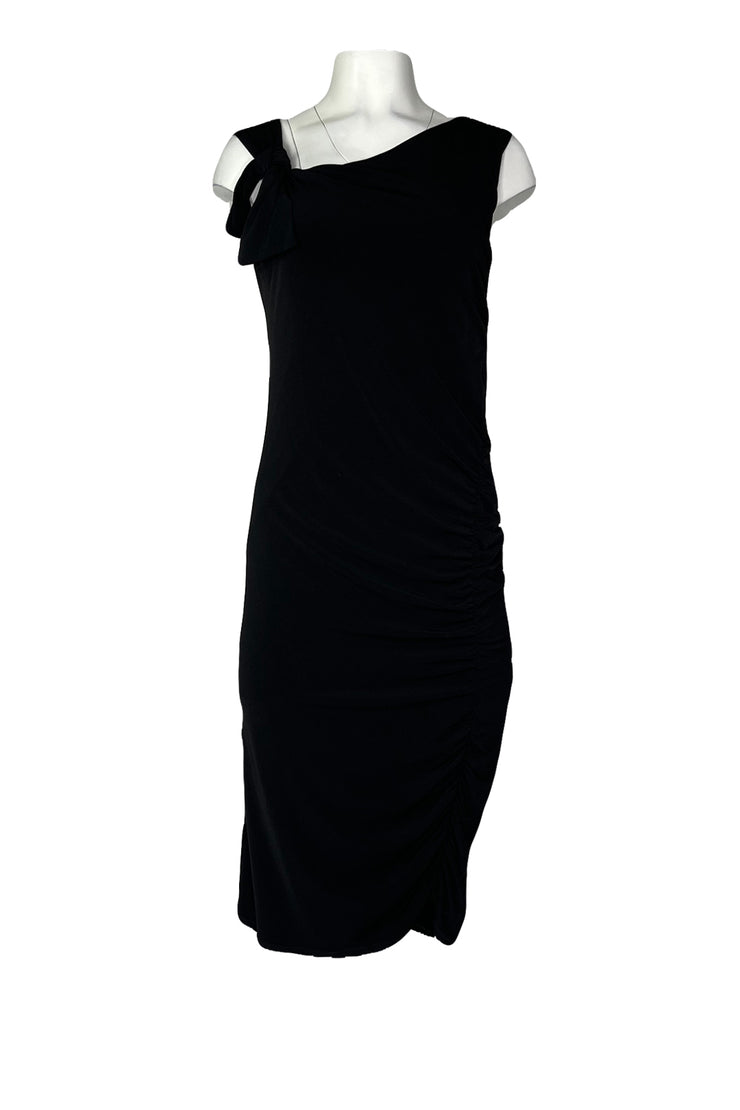 Asymmetric ruched sleeveless knee length dress