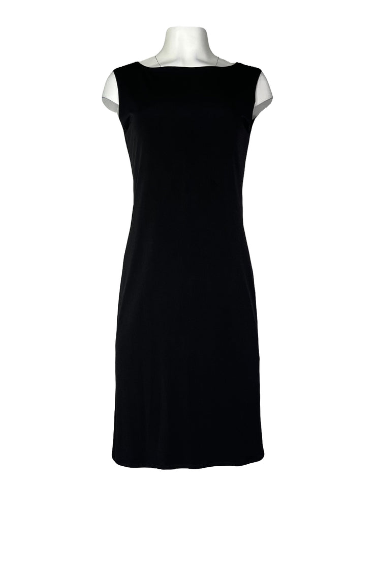 Boat neck sleeveless lined knee length sheath dress