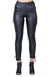 All Leatherette Lace Up Legging