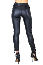 All Leatherette Lace Up Legging