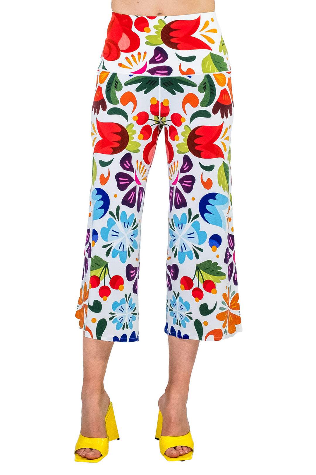 High Waist Side Slit Single Layered Pants