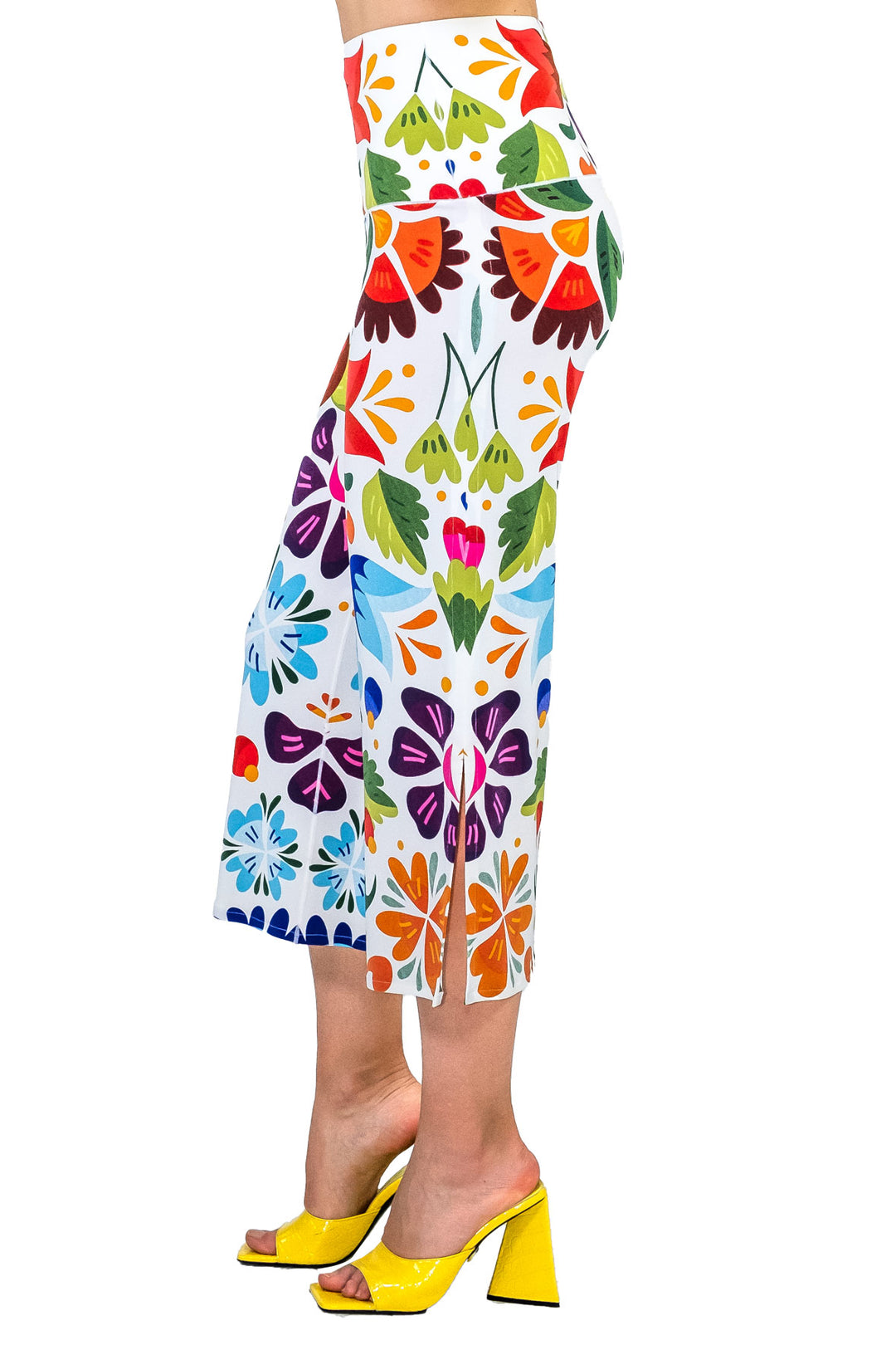 High Waist Side Slit Single Layered Pants