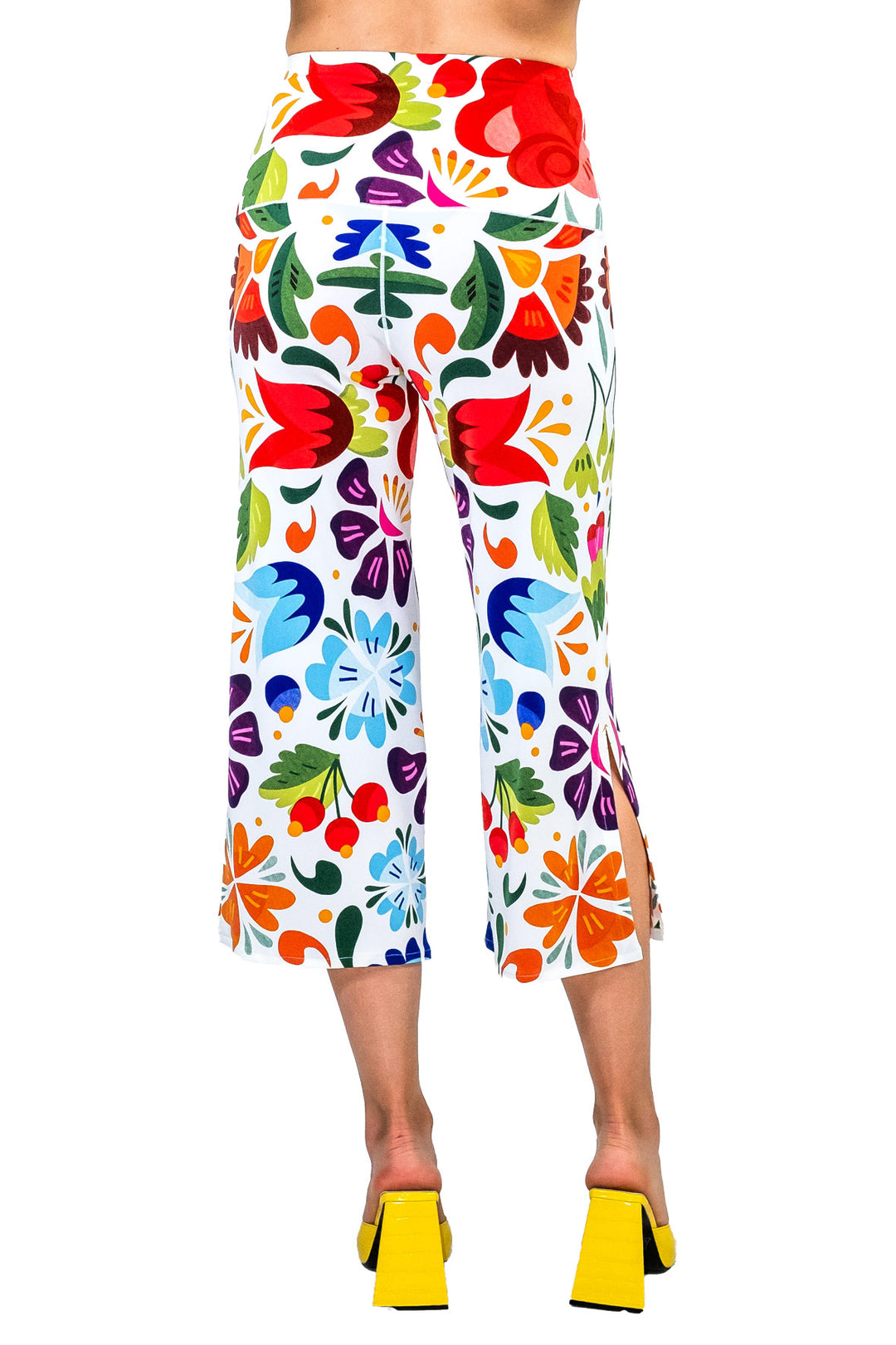 High Waist Side Slit Single Layered Pants