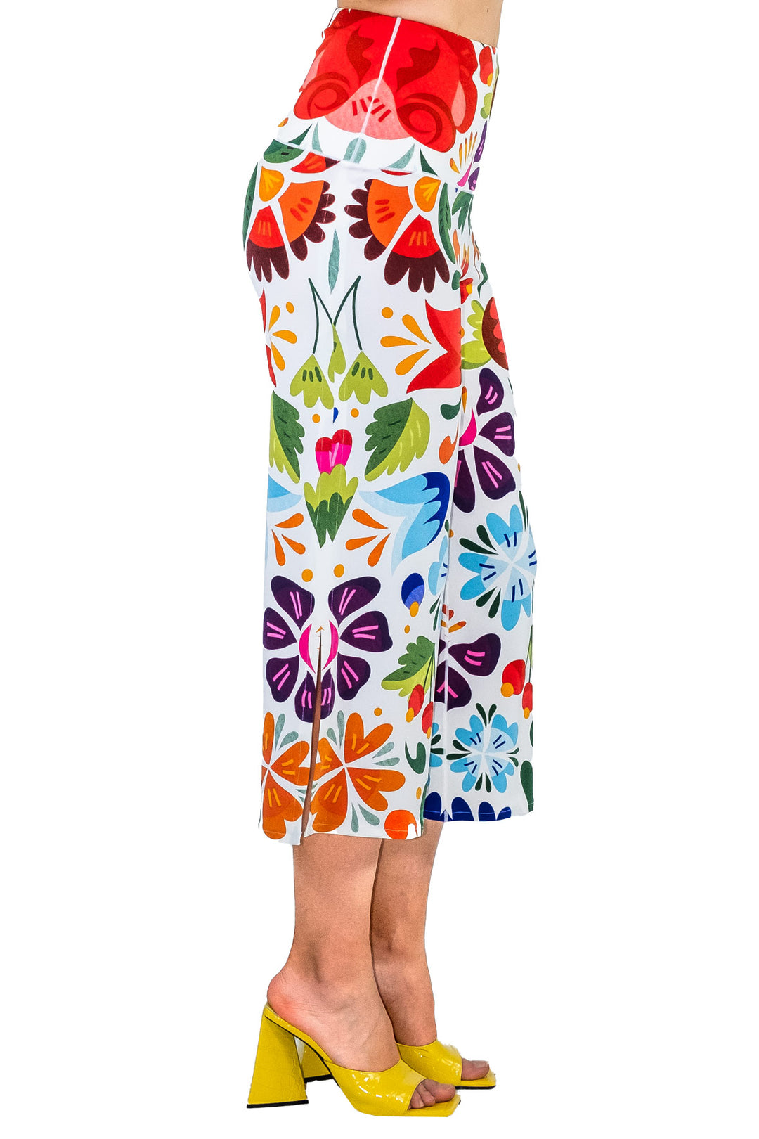 High Waist Side Slit Single Layered Pants