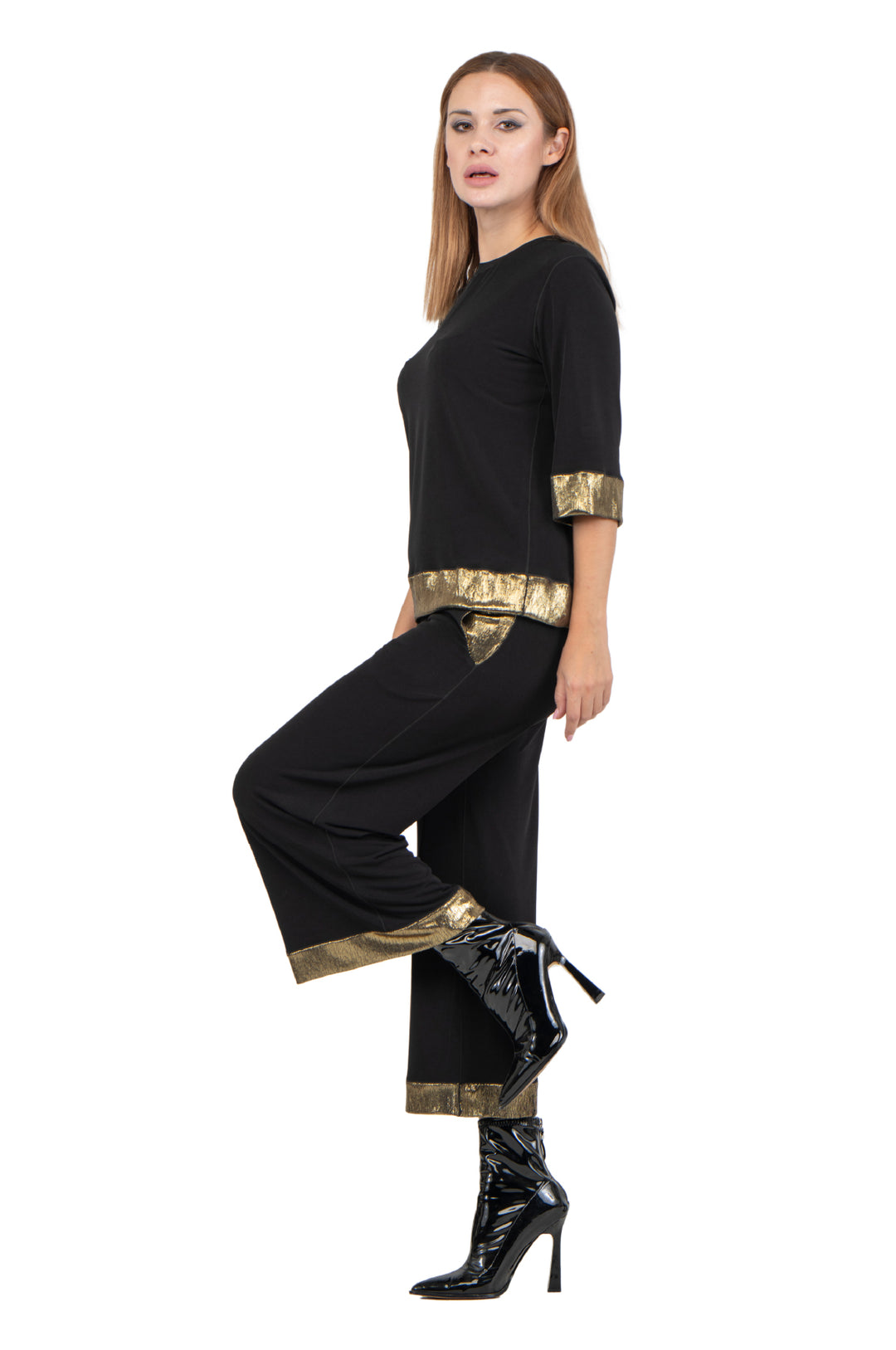 Side Seam Pocket Cropped Palazzo
