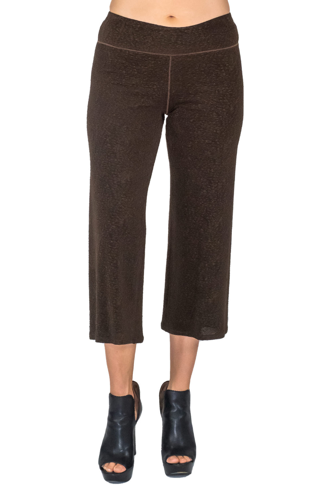 3.5" Yoke Straight Cropped High Elastic Waist Lined Pants