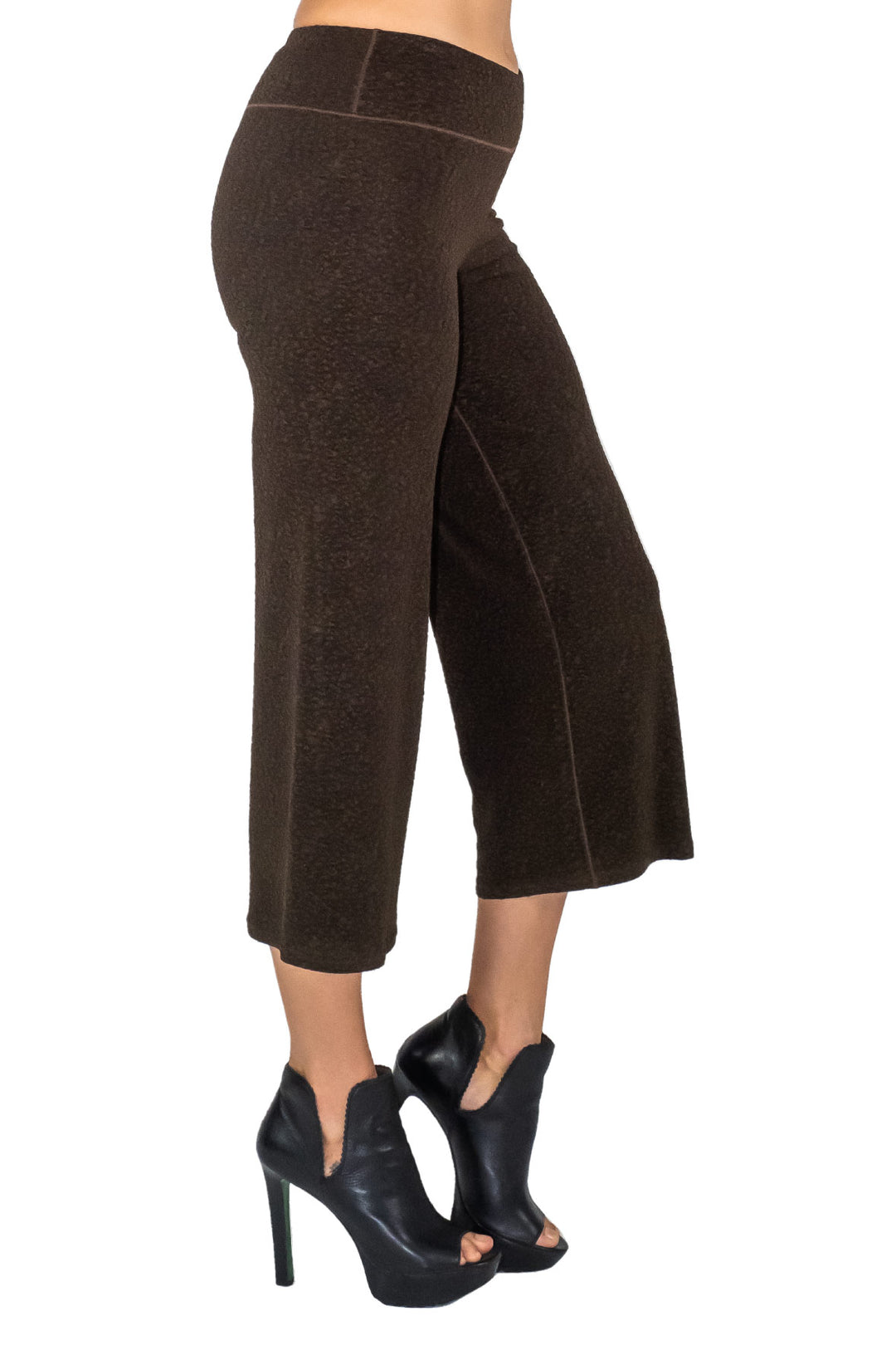 3.5" Yoke Straight Cropped High Elastic Waist Lined Pants