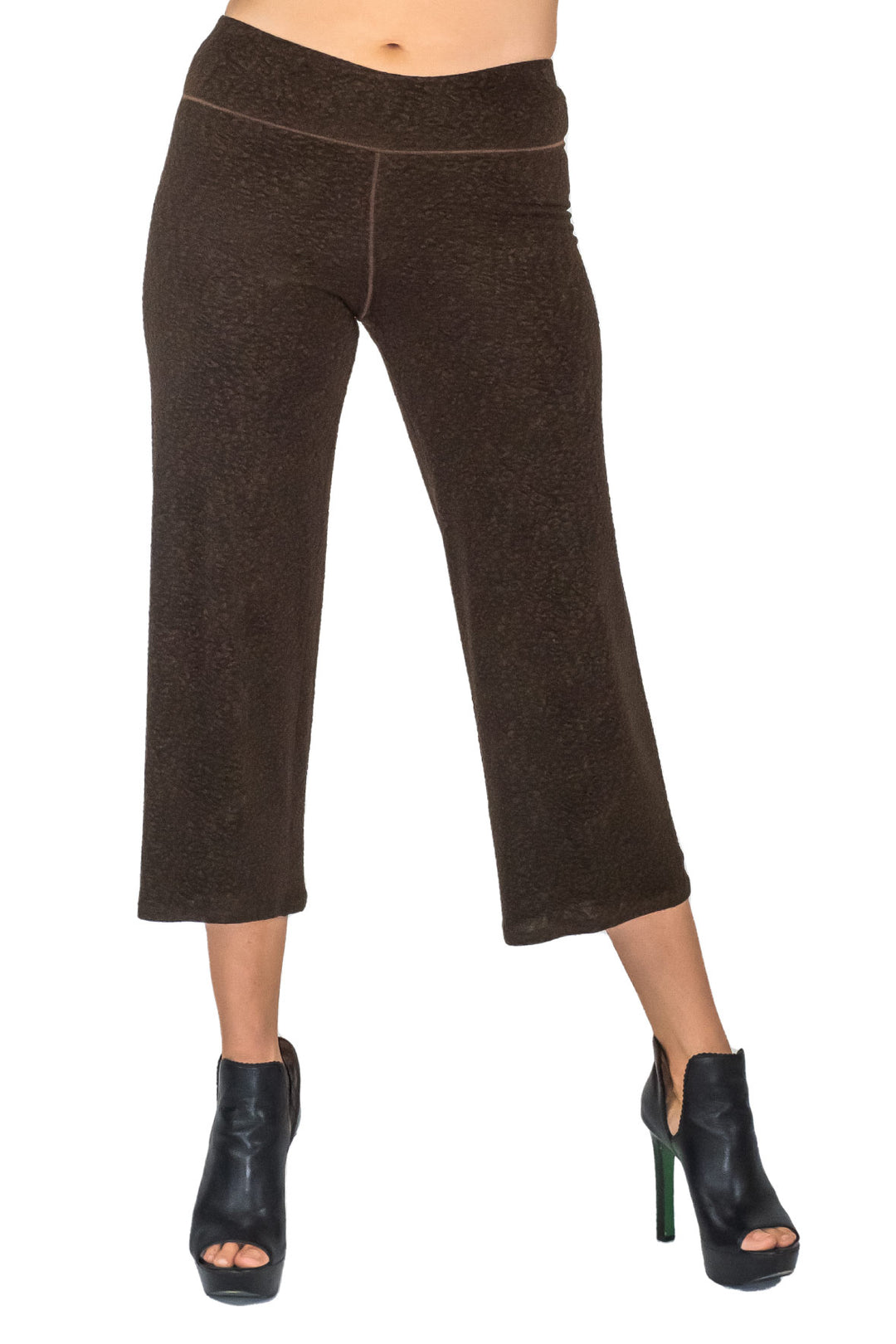 3.5" Yoke Straight Cropped High Elastic Waist Lined Pants