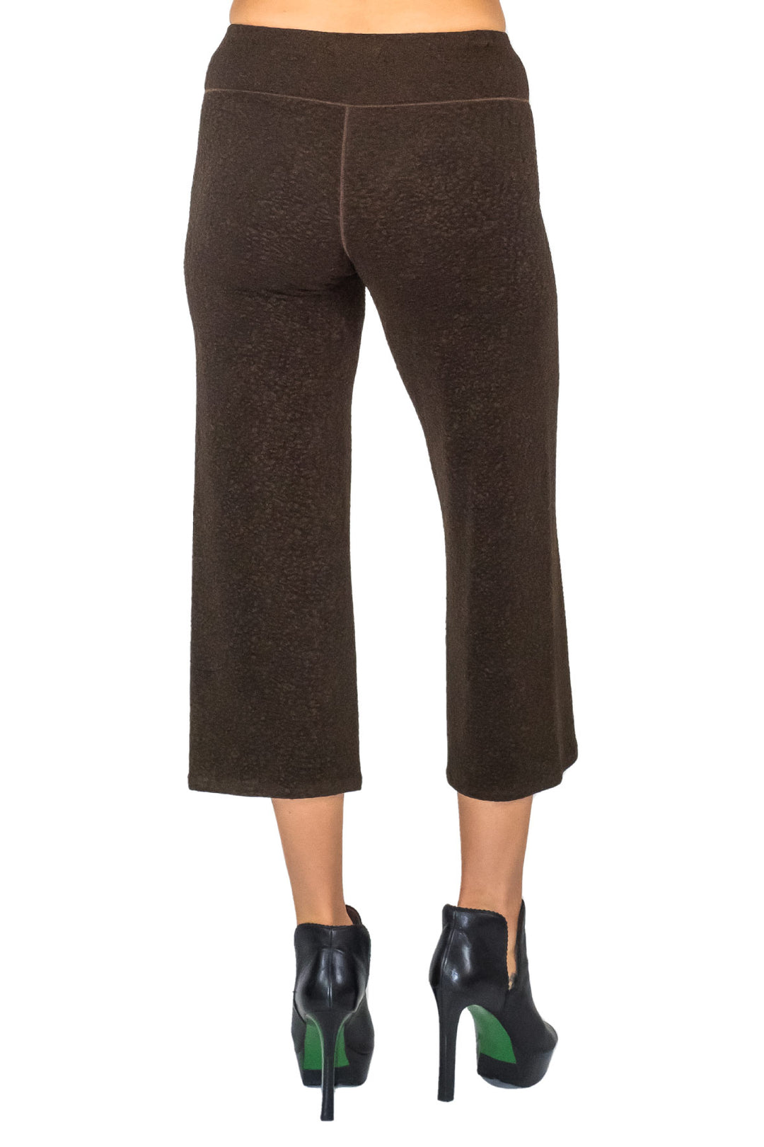 3.5" Yoke Straight Cropped High Elastic Waist Lined Pants