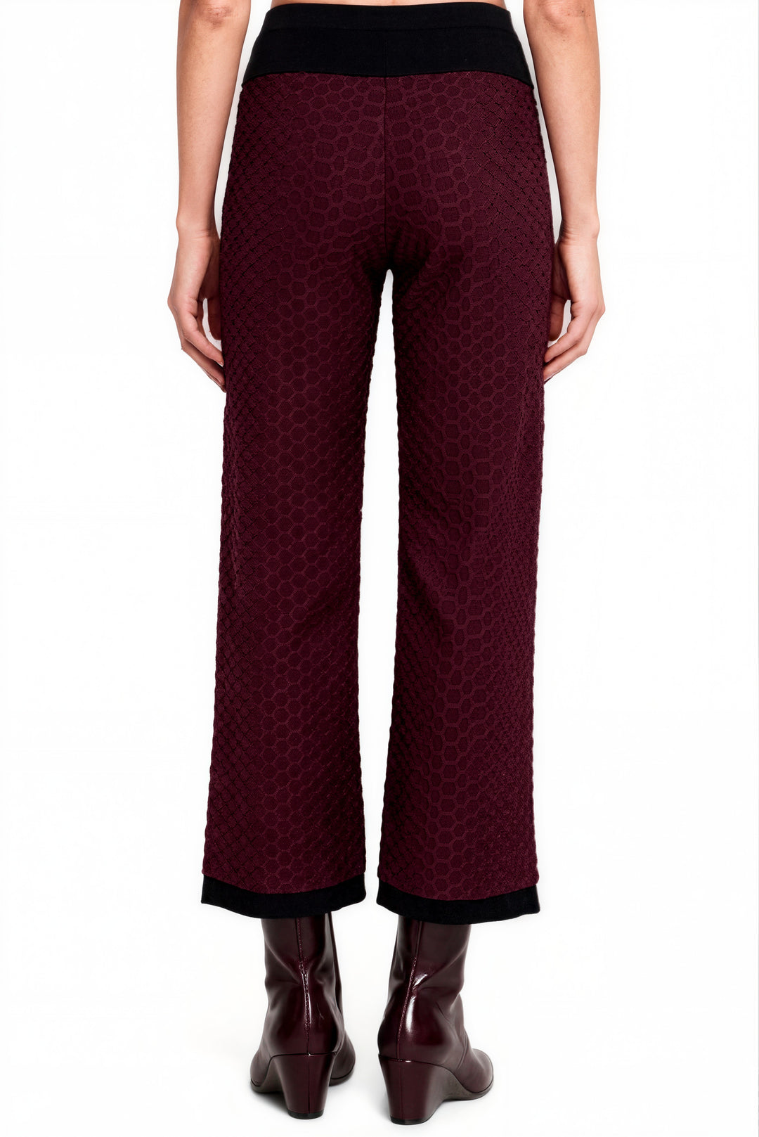 3.5" Yoke Straight Cropped High Elastic Waist Turn-over Pants
