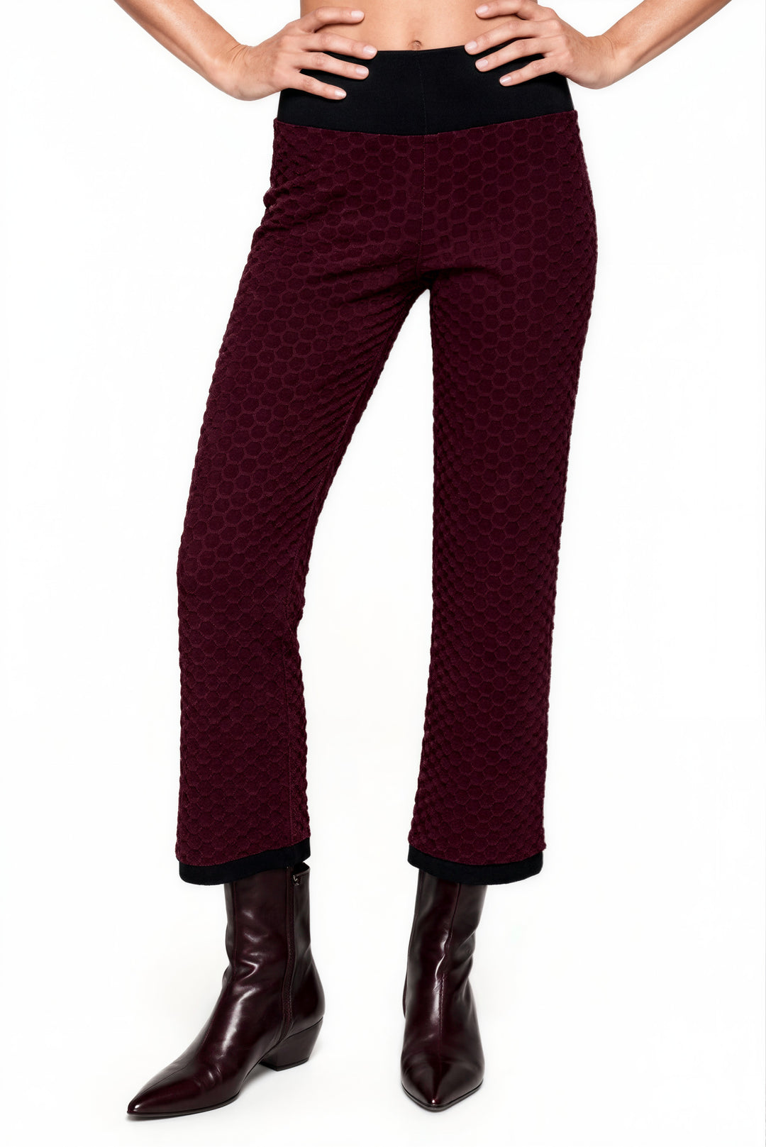 3.5" Yoke Straight Cropped High Elastic Waist Turn-over Pants