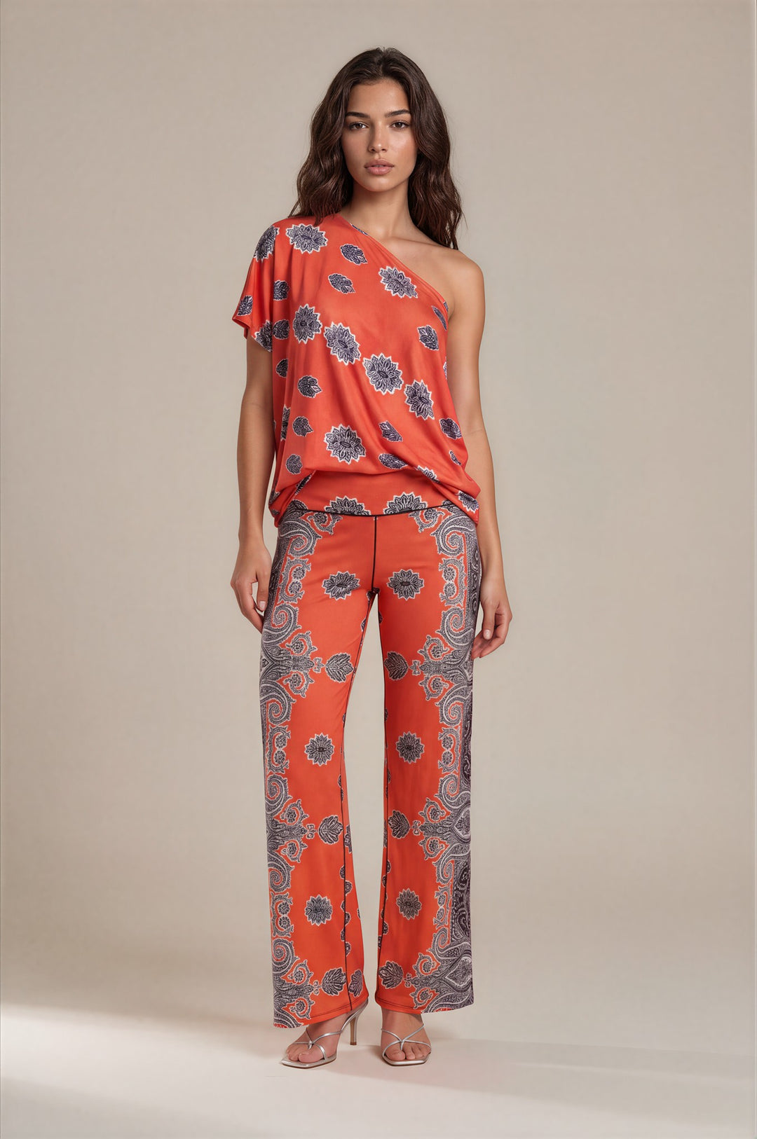 High Waist Side Slit Single Layered Pants