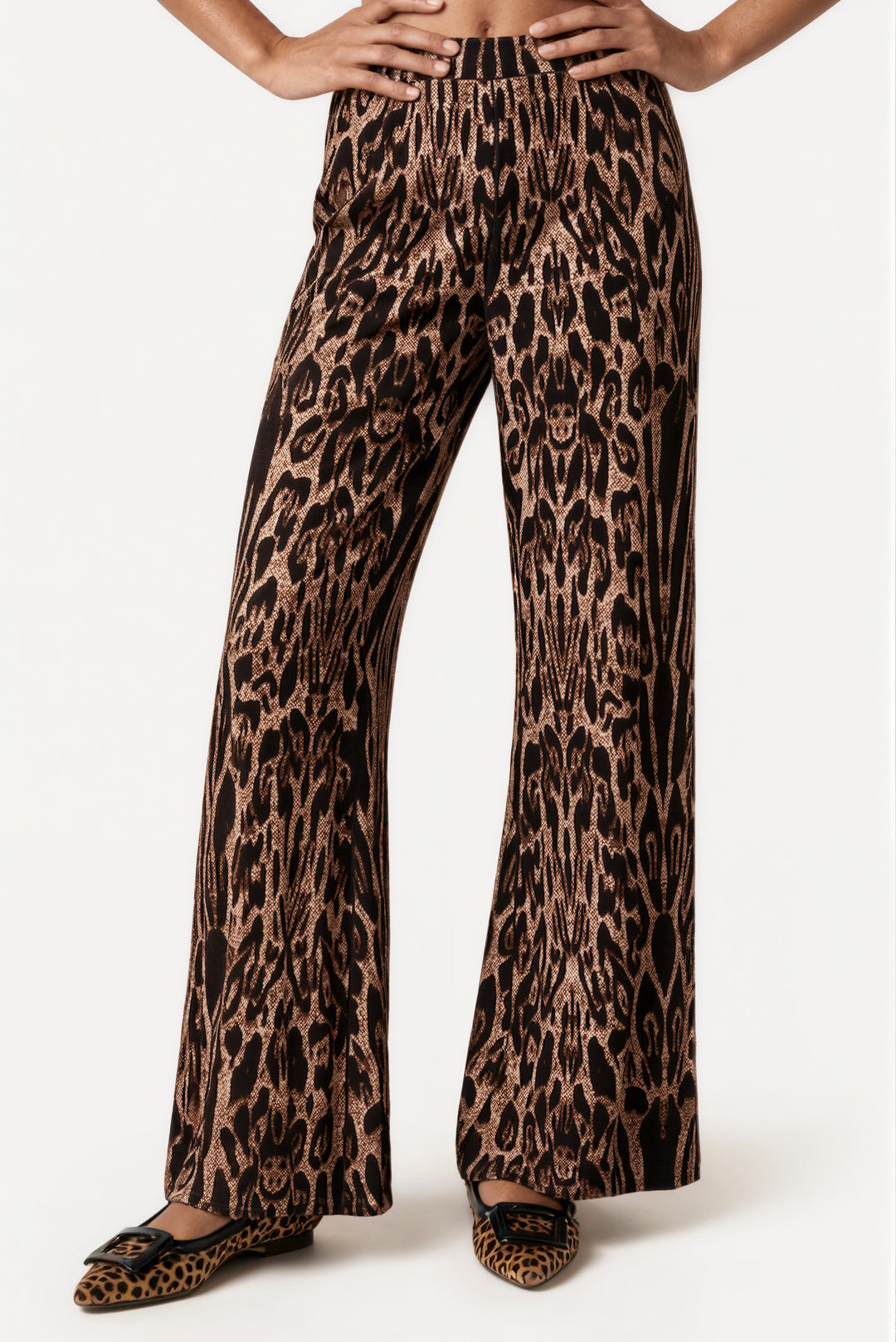 Bell Bottom Elastic Waist Lined Pants