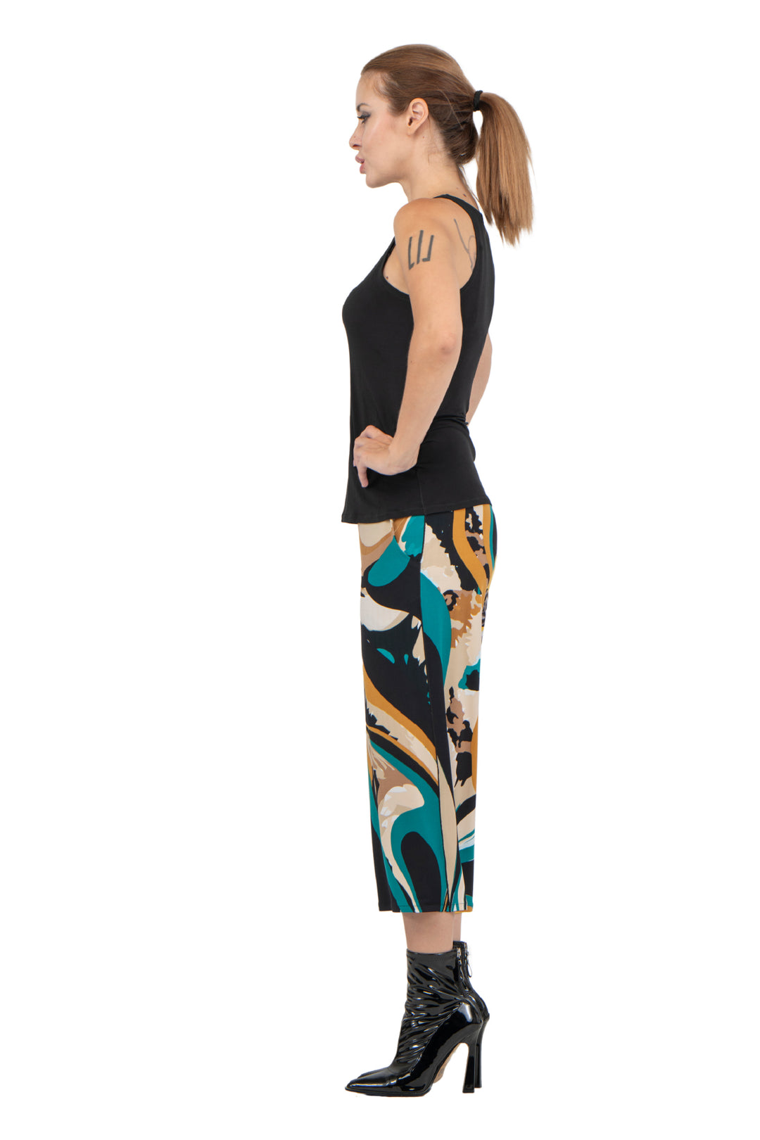 Side Seam Pocket Cropped Palazzo