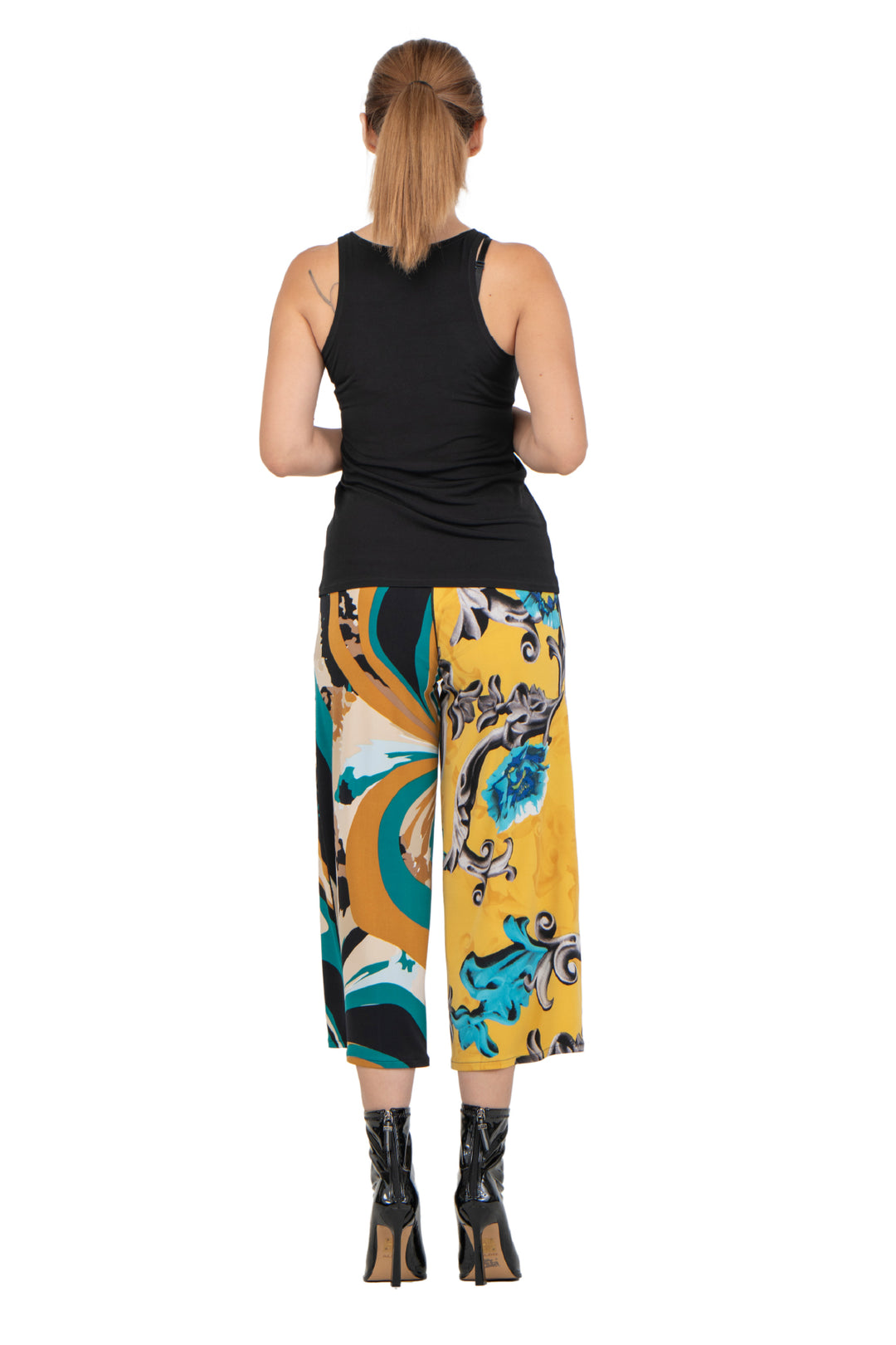 Side Seam Pocket Cropped Palazzo