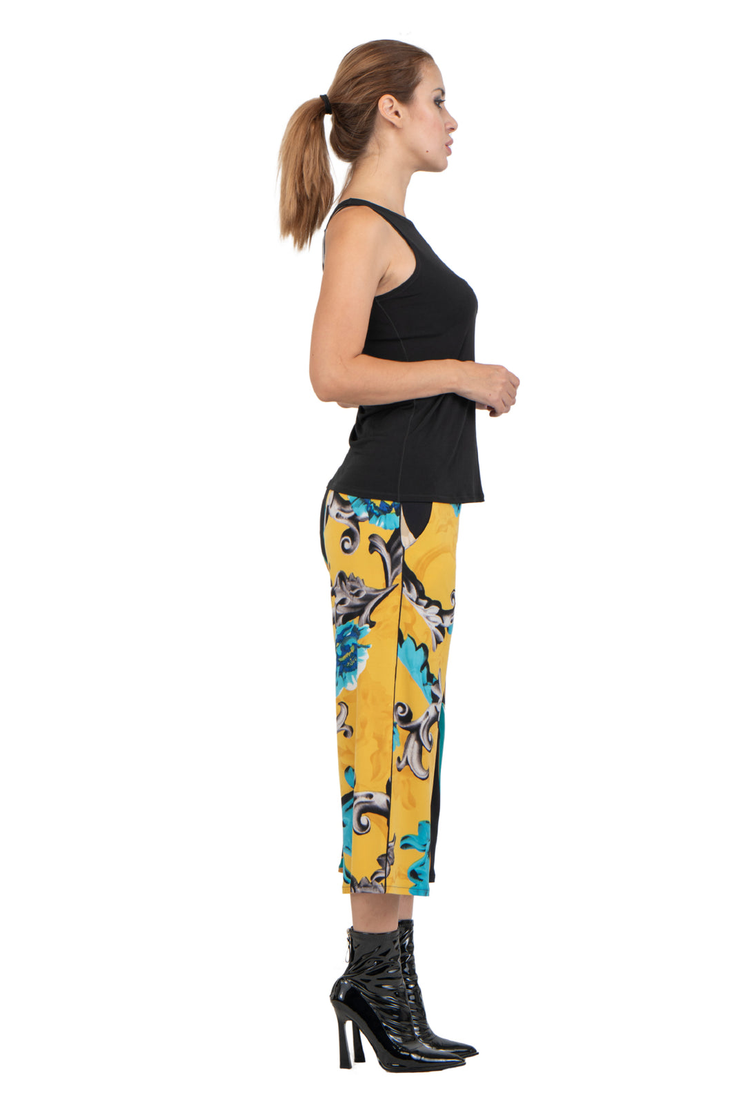 Side Seam Pocket Cropped Palazzo