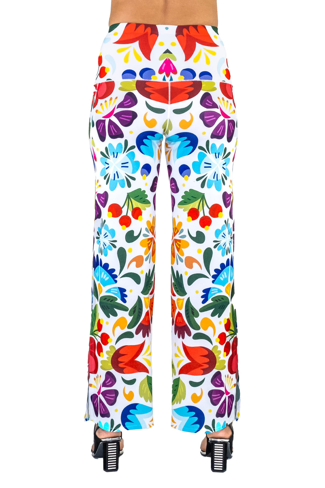 High Waist Side Slit Single Layered Pants