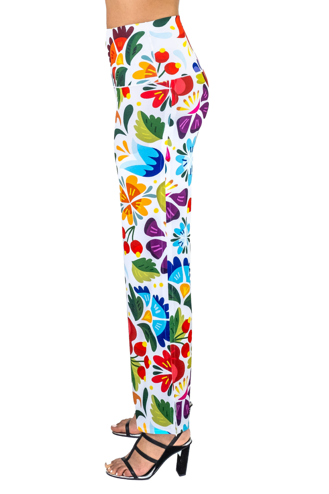 High Waist Side Slit Single Layered Pants