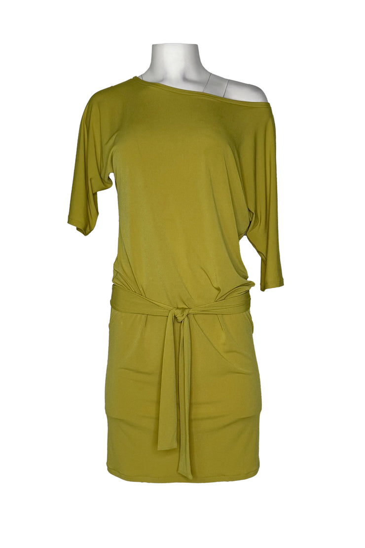 Off shoulder 3/4 sleeve single layer dress
