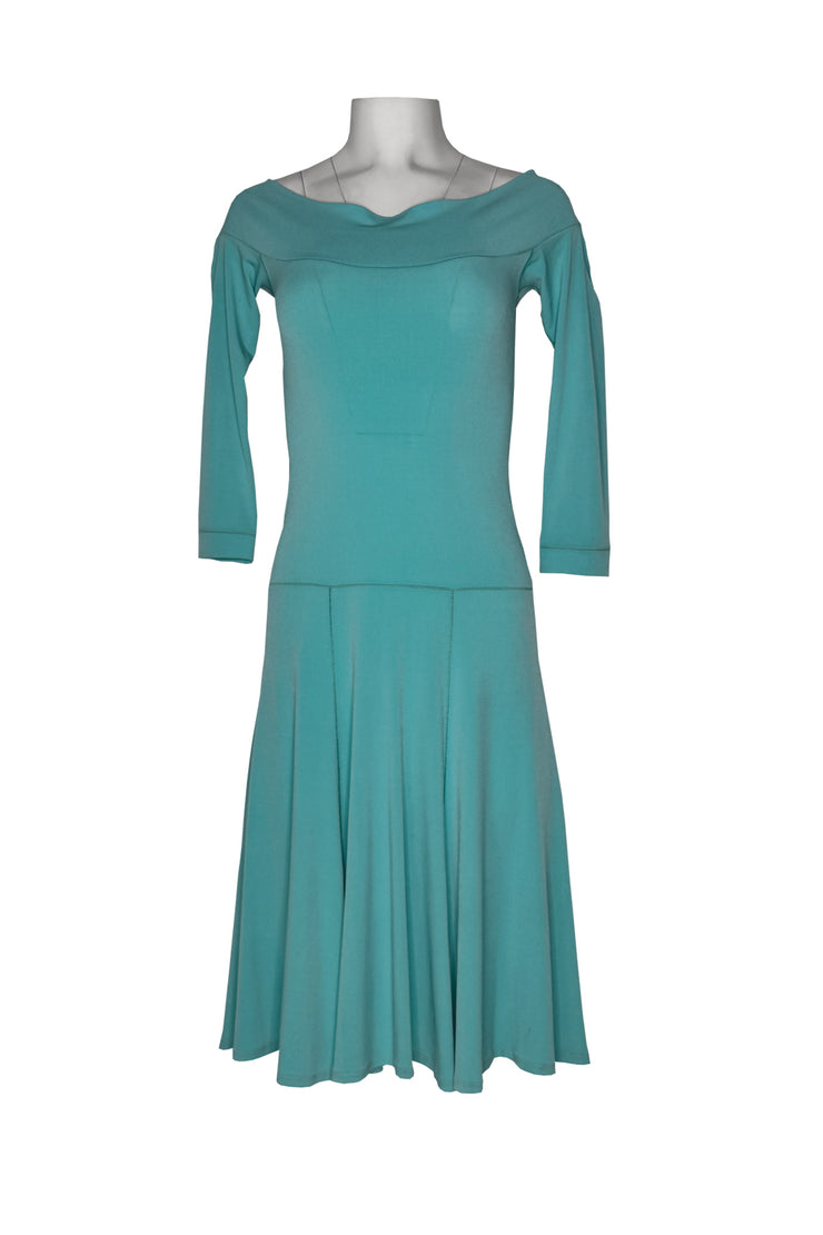 Off shoulder 3/4 sleeve flare dress