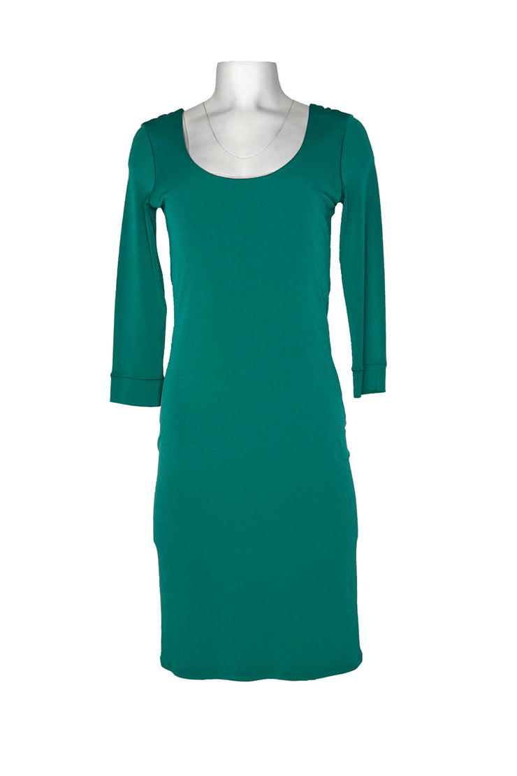 3/4 sleeve scoop neck double layer dress