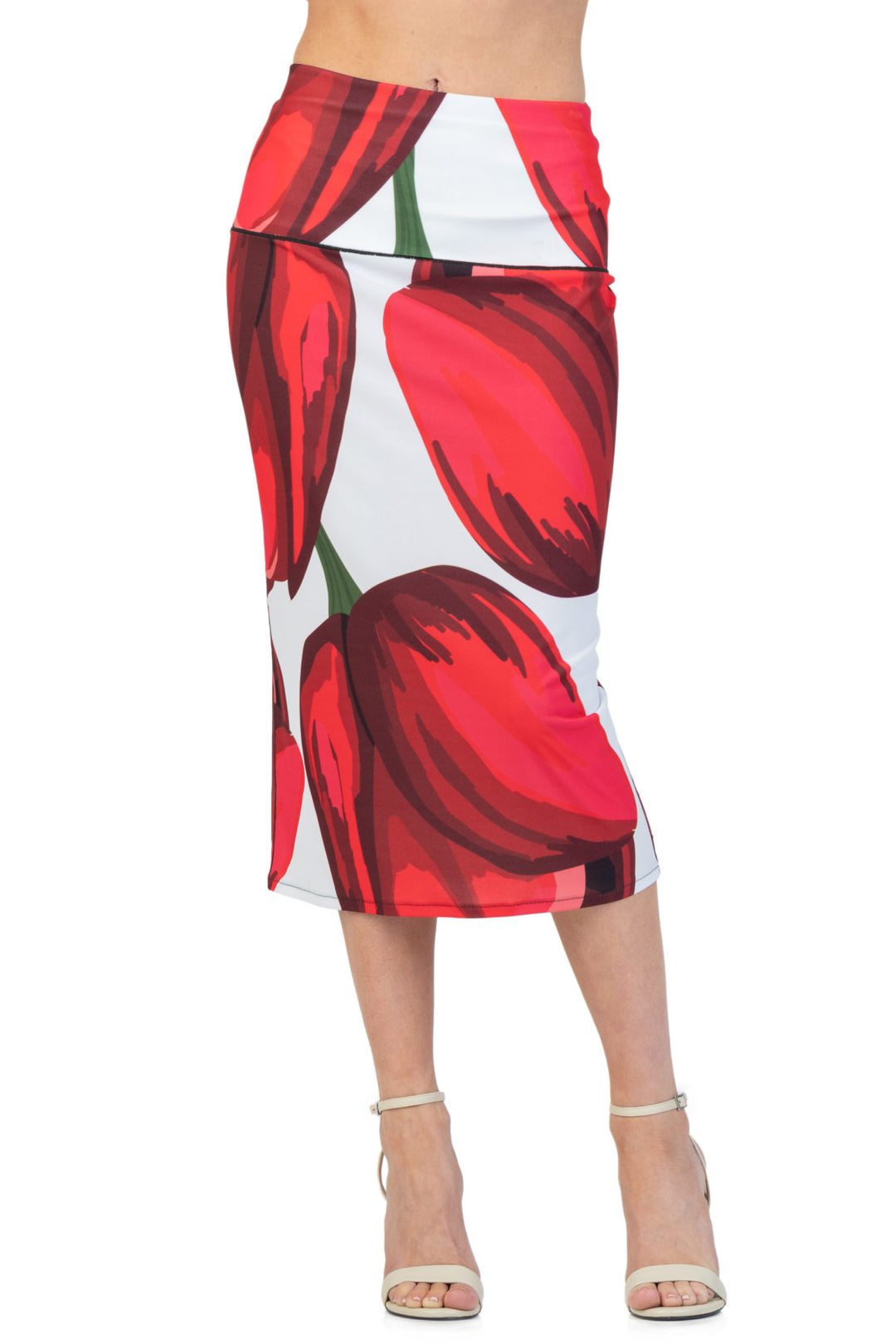 Double Waist Elastic Lined Straight Skirt