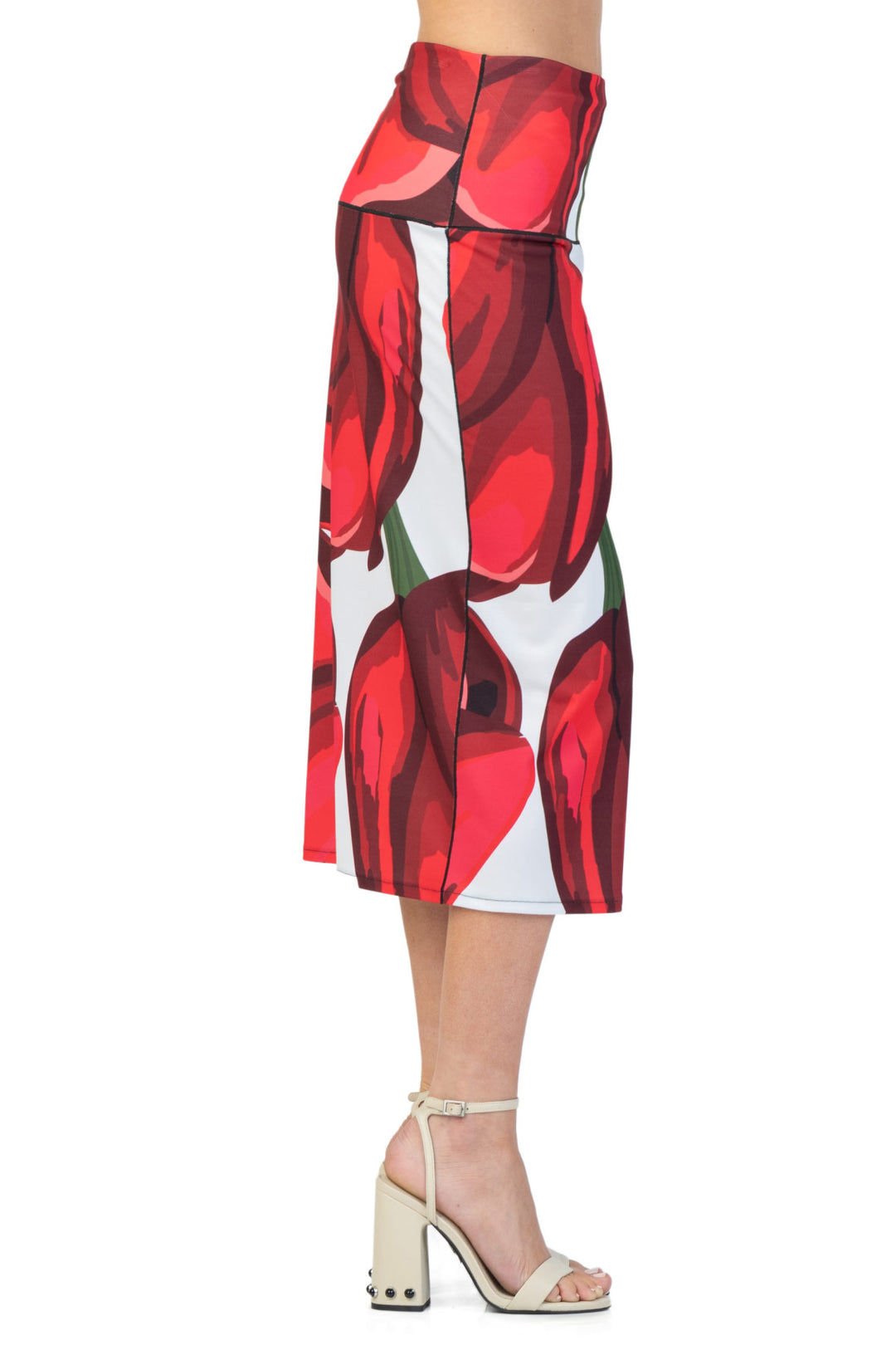 Double Waist Elastic Lined Straight Skirt