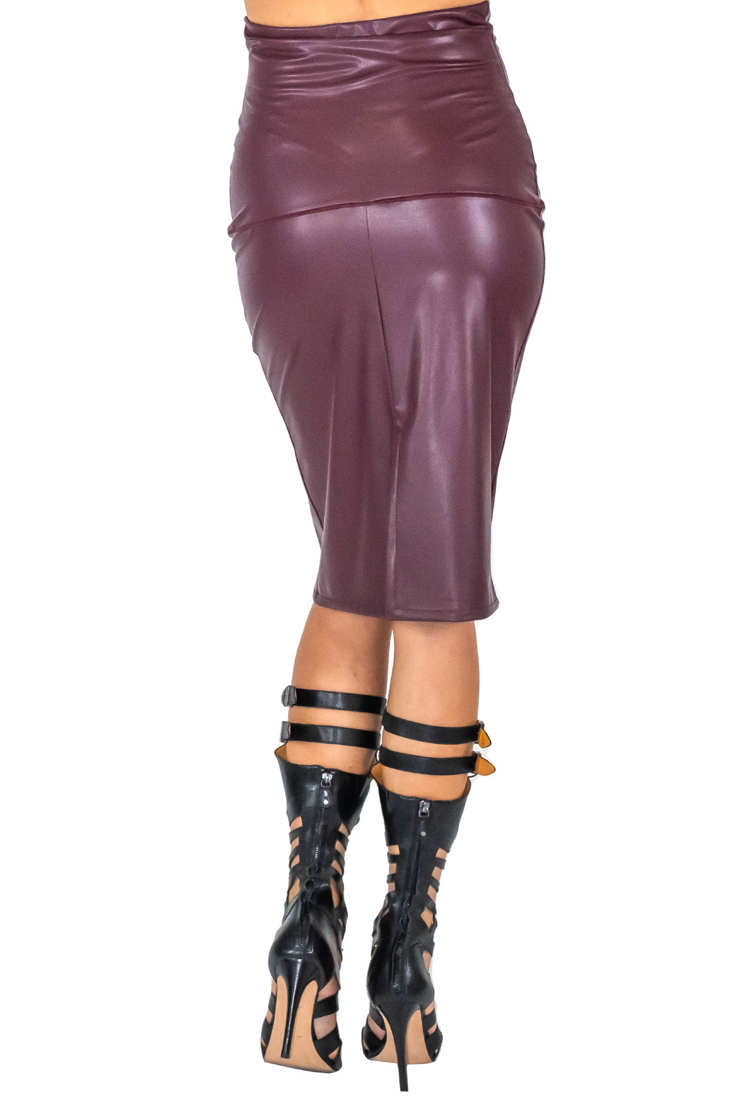 High Waist Slit Back Lined Pencil Skirt