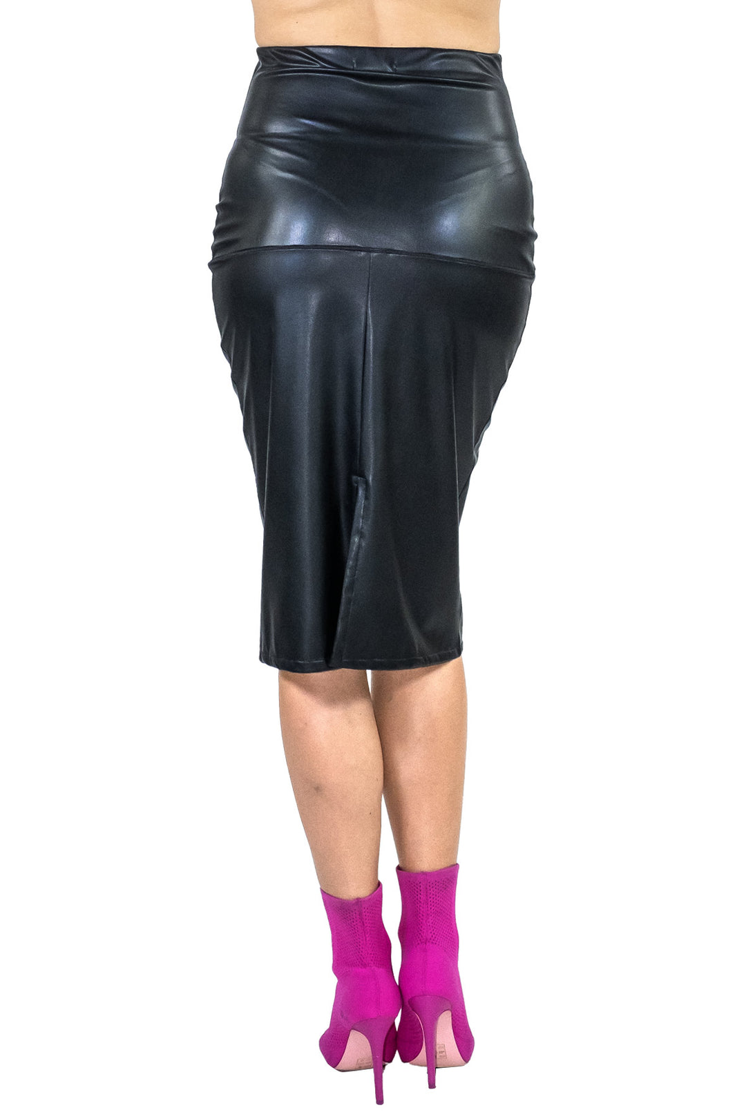 High Waist Slit Back Lined Pencil Skirt