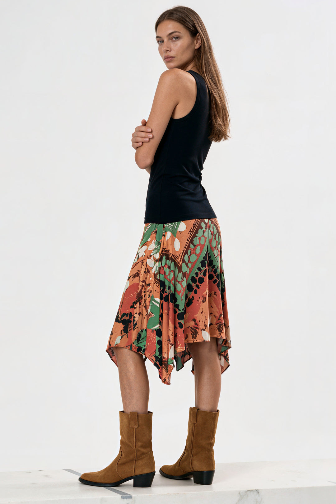 Boot Length Long Asymmetric Skirt