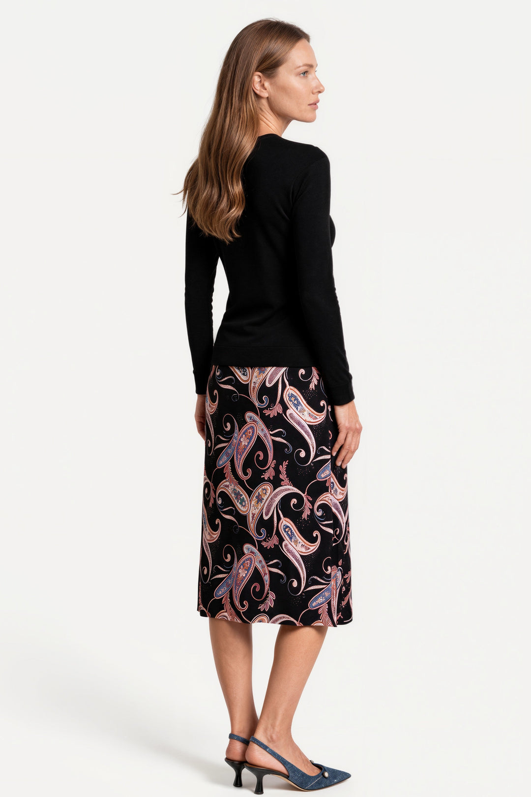 A Line Fold Over Calf Length Skirt