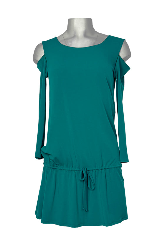 3/4 sleeve open shoulder gathered tunic