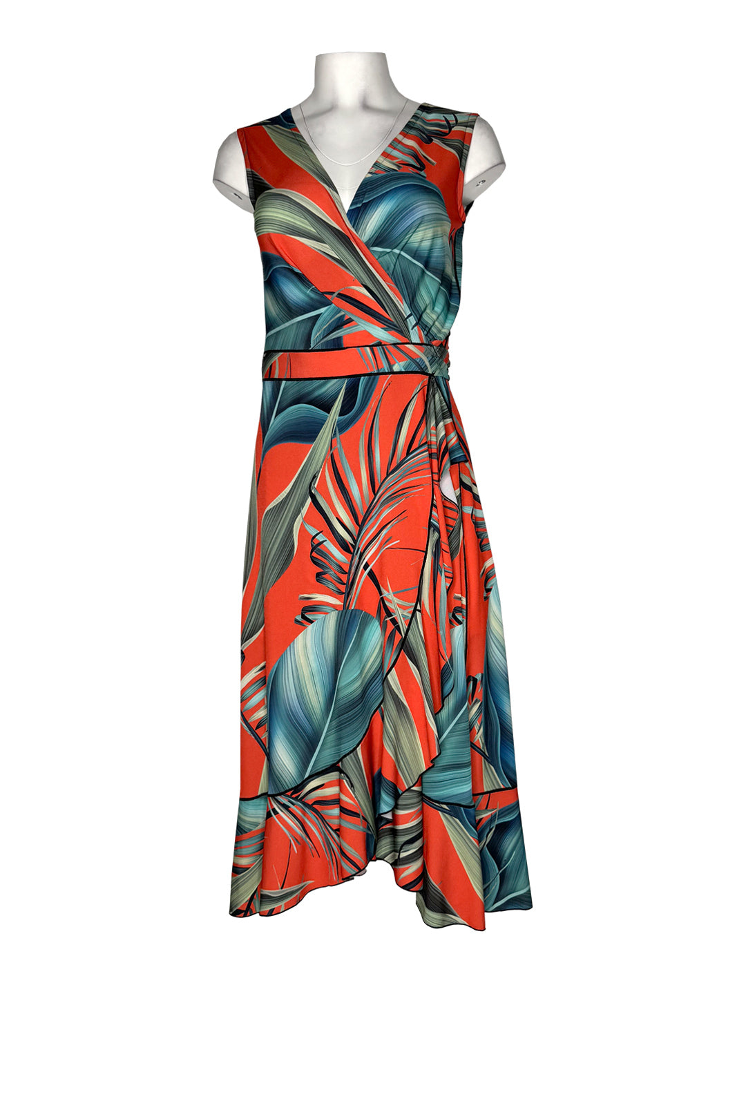 Front pleats single layer wrap dress