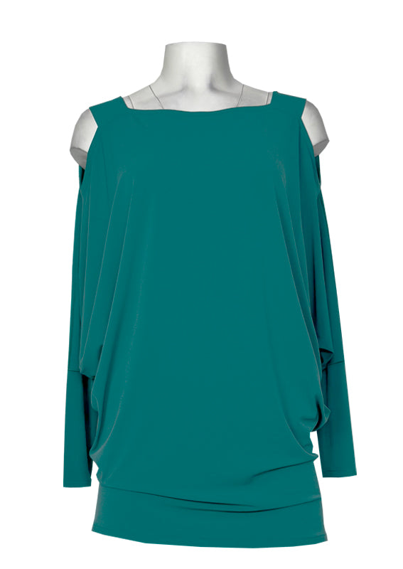 Open shoulder dolman sleeve single layer tunic